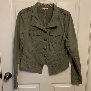 Maurices Women Army Green Cotton Cropped Jacket Lg